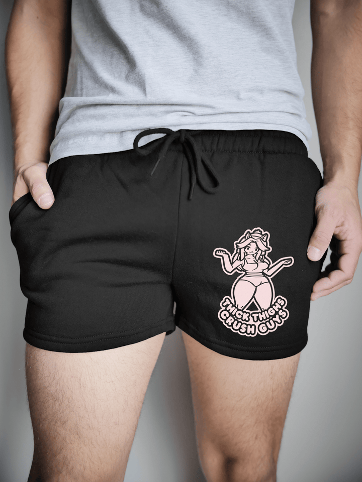 PixelThat Shorts S / Black / Front Thick Thighs Crush Guys Sweatshorts v2