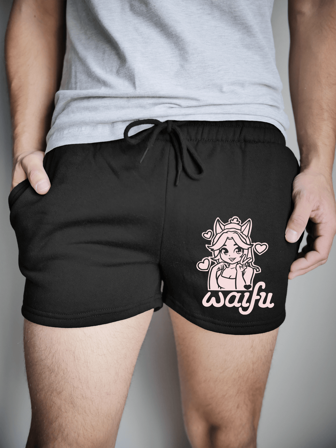 PixelThat Shorts S / Black / Front Waifu Sweatshorts v2