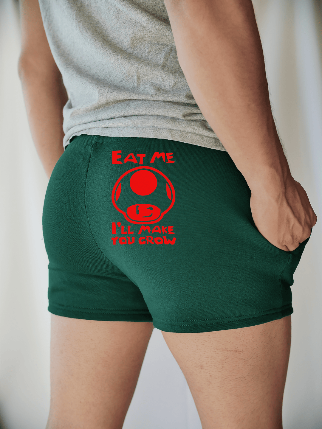 PixelThat Shorts S / Emerald / Back Red Mushroom Sweatshorts v2