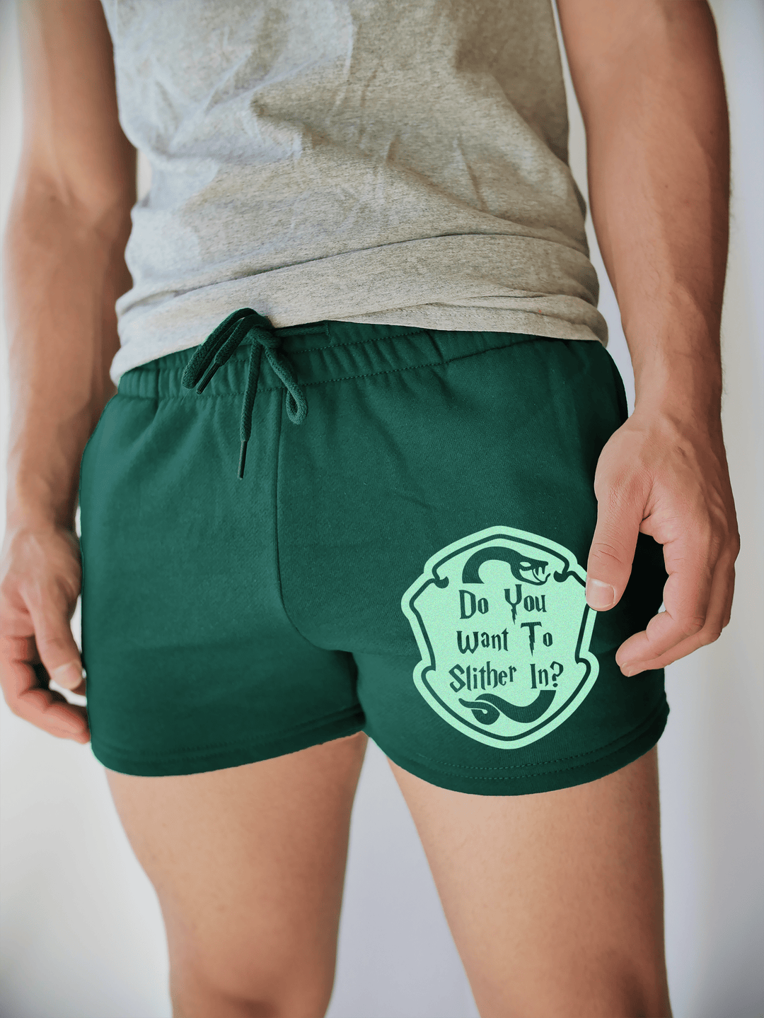 PixelThat Shorts S / Emerald / Front Do You Want To Slither In? v2