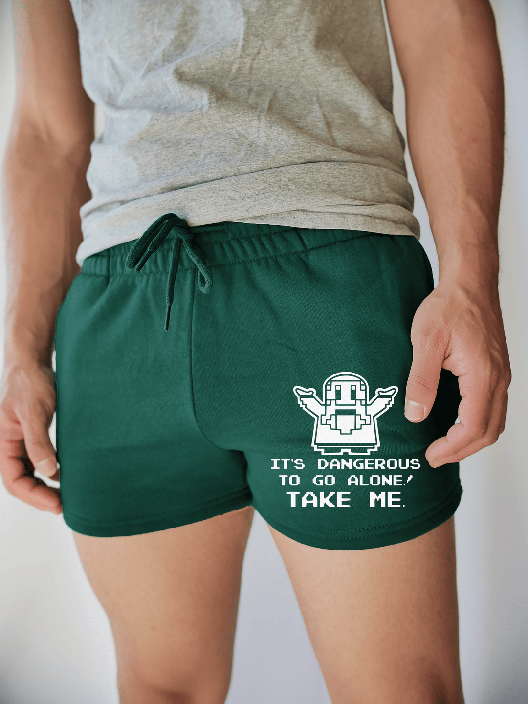 PixelThat Shorts S / Emerald / Front It's Dangerous To Go Alone v2