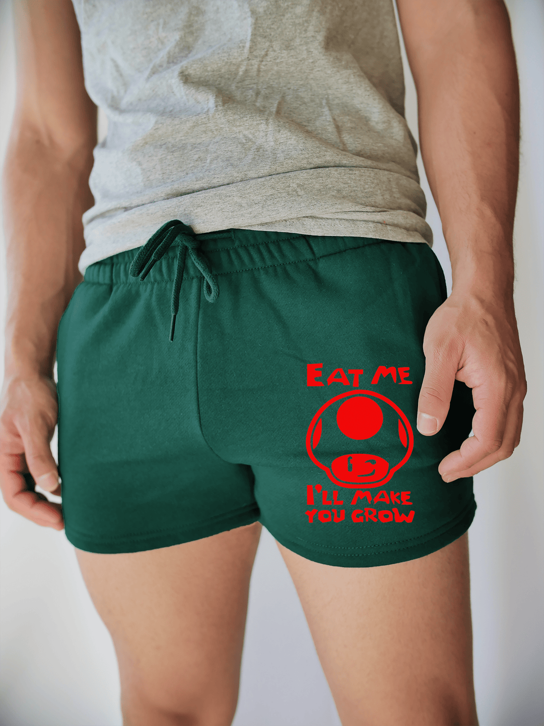 PixelThat Shorts S / Emerald / Front Red Mushroom Sweatshorts v2