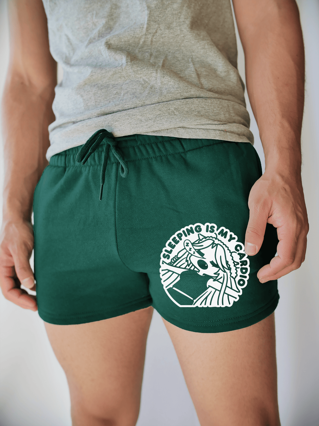 PixelThat Shorts S / Emerald / Front Sleeping is my Cardio Sweatshorts v2