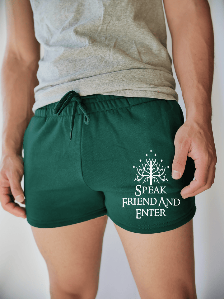 PixelThat Shorts S / Emerald / Front Speak Friend And Enter v2
