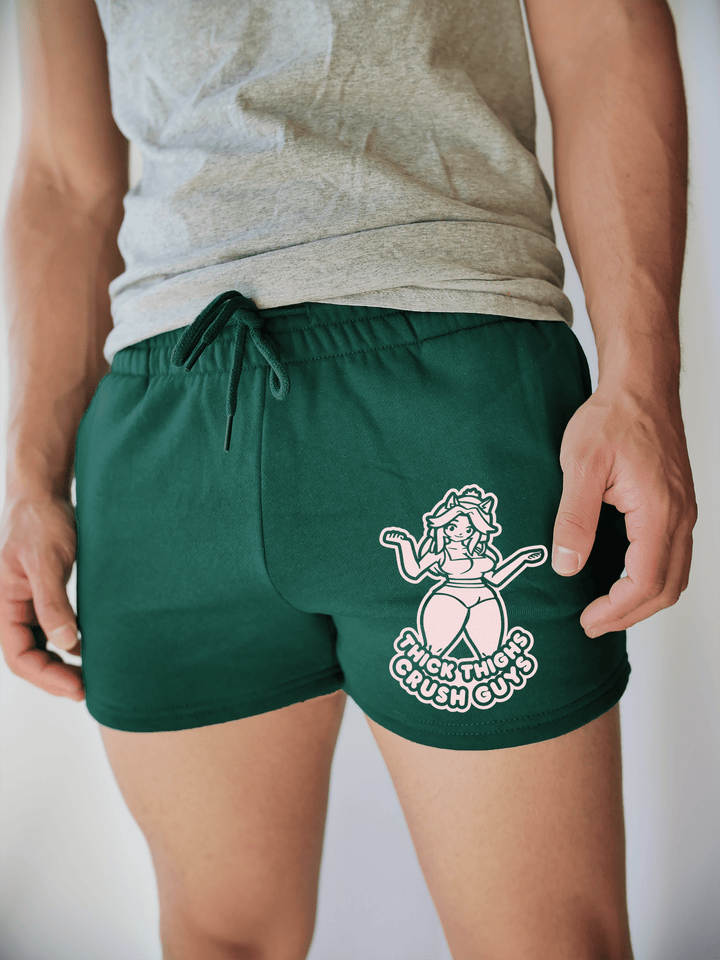 PixelThat Shorts S / Emerald / Front Thick Thighs Crush Guys Sweatshorts v2