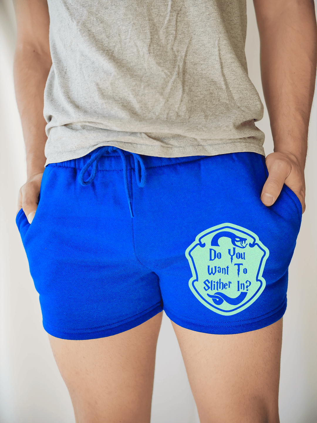 PixelThat Shorts S / Sapphire / Front Do You Want To Slither In? v2