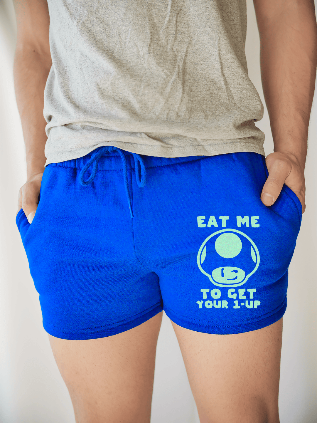 PixelThat Shorts S / Sapphire / Front Green Mushroom Sweatshorts v2