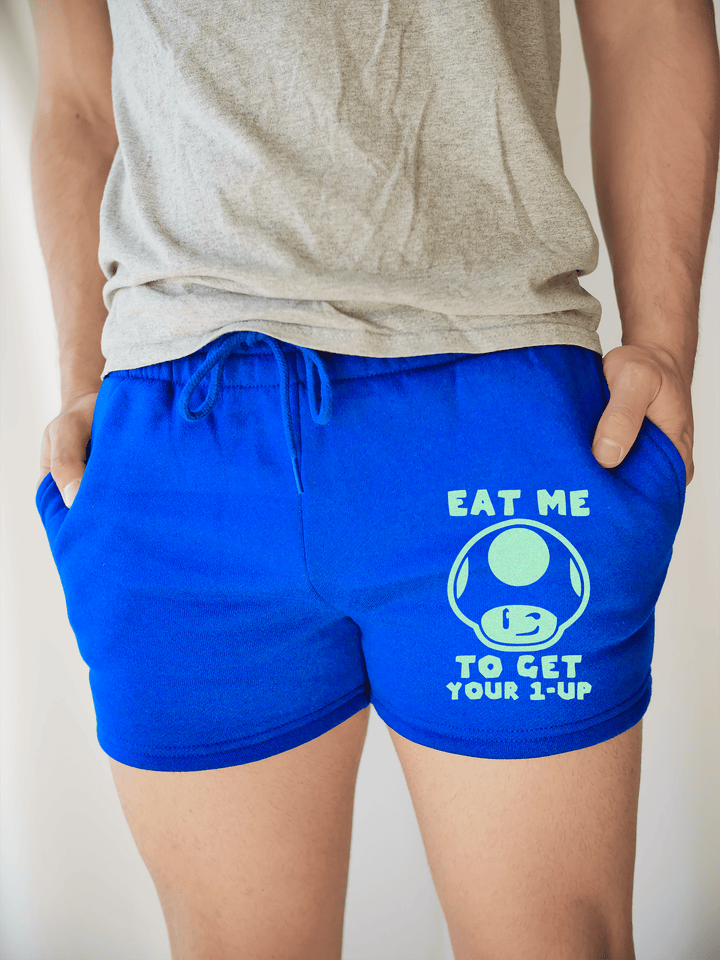 PixelThat Shorts S / Sapphire / Front Green Mushroom Sweatshorts v2
