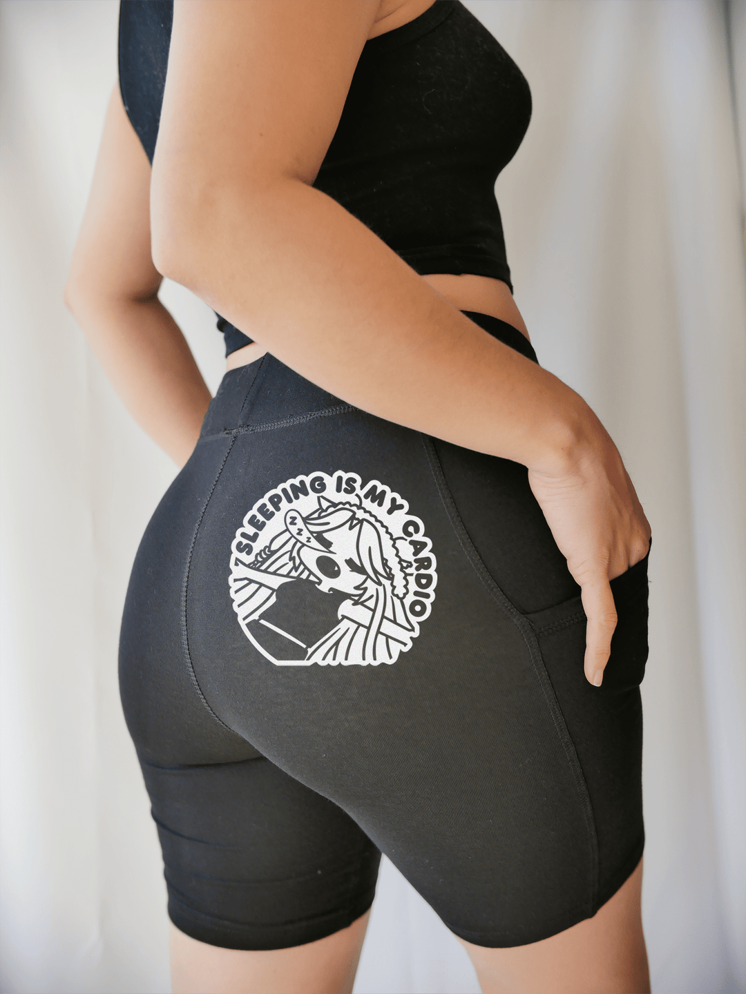 PixelThat Biker Shorts Sleeping Is My Cardio Biker Shorts
