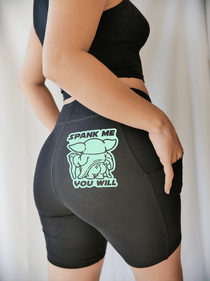 PixelThat Biker Shorts Spank Me You Will Biker Shorts