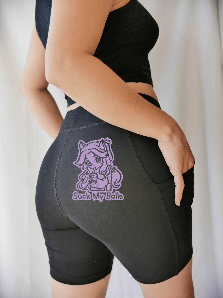 PixelThat Biker Shorts Suck My Balls Biker Shorts