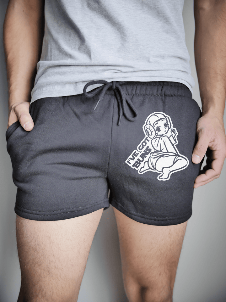 PixelThat Punderwear Shorts Black / S / Front I've Got Buns Men's Gym Shorts