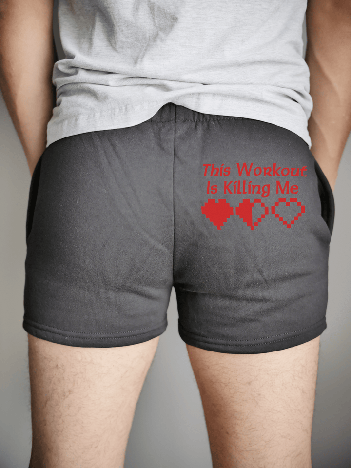 PixelThat Punderwear Shorts Black / Small / Back This Workout Is Killing Me Men's Gym Shorts