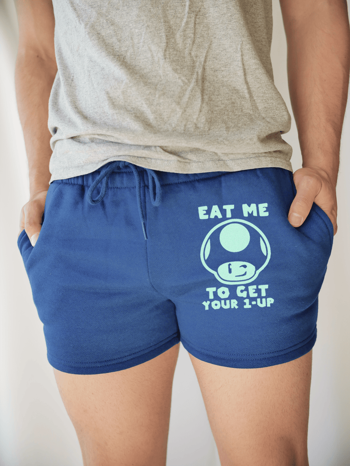 PixelThat Punderwear Shorts Royal Blue / S / Front Green Mushroom Men's Gym Shorts
