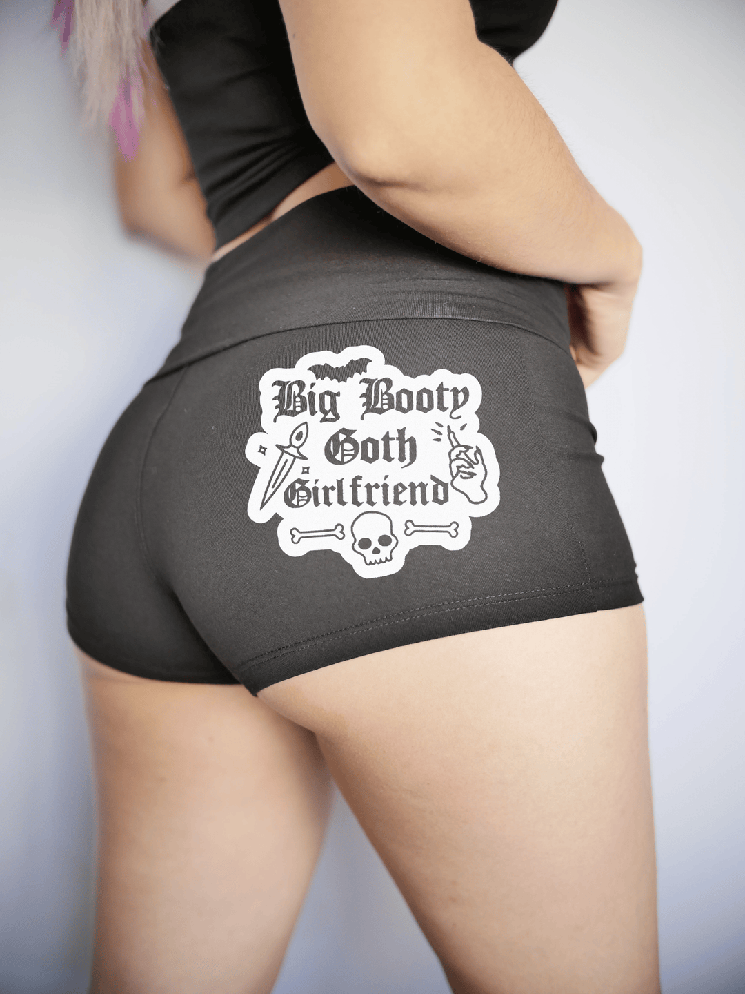 PixelThat Punderwear Yoga Shorts Small / Black / Yoga Short Big Booty Goth Girlfriend Yoga Shorts/Pants
