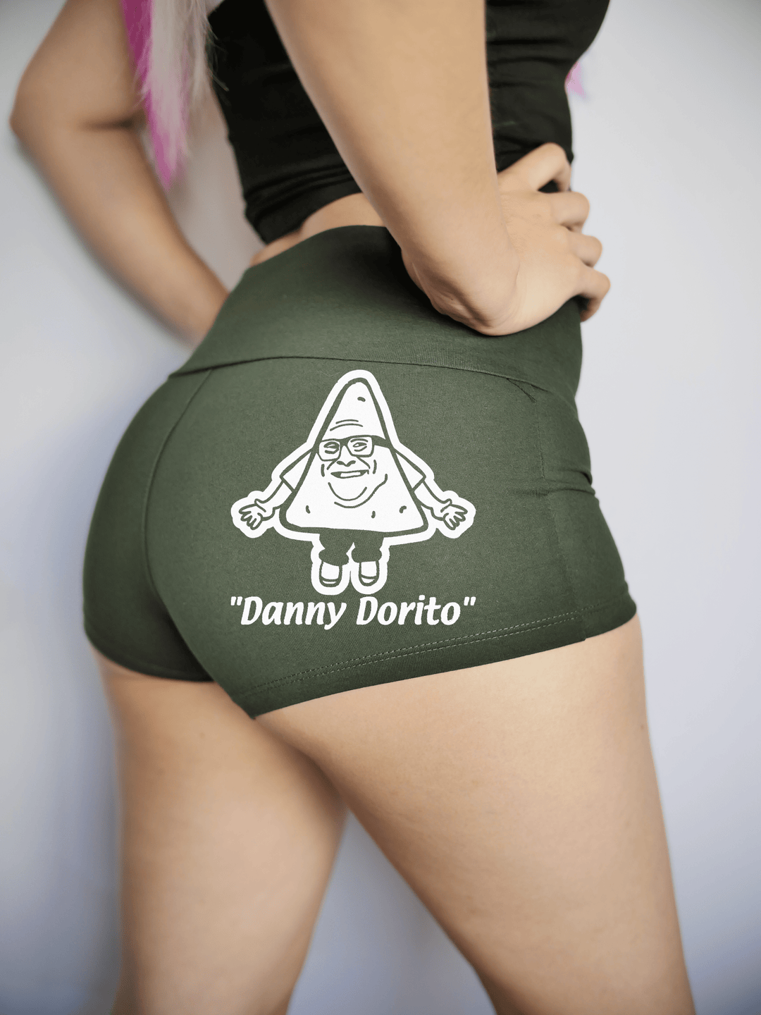 PixelThat Punderwear Yoga Shorts Small / Dark Green / Yoga Short Danny Dorito Yoga Shorts/Pants